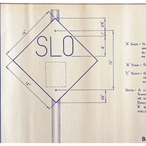 1979 Railroad Bangor Aroostook Slow Speed Sign Blueprint K25 Trains DWDD12